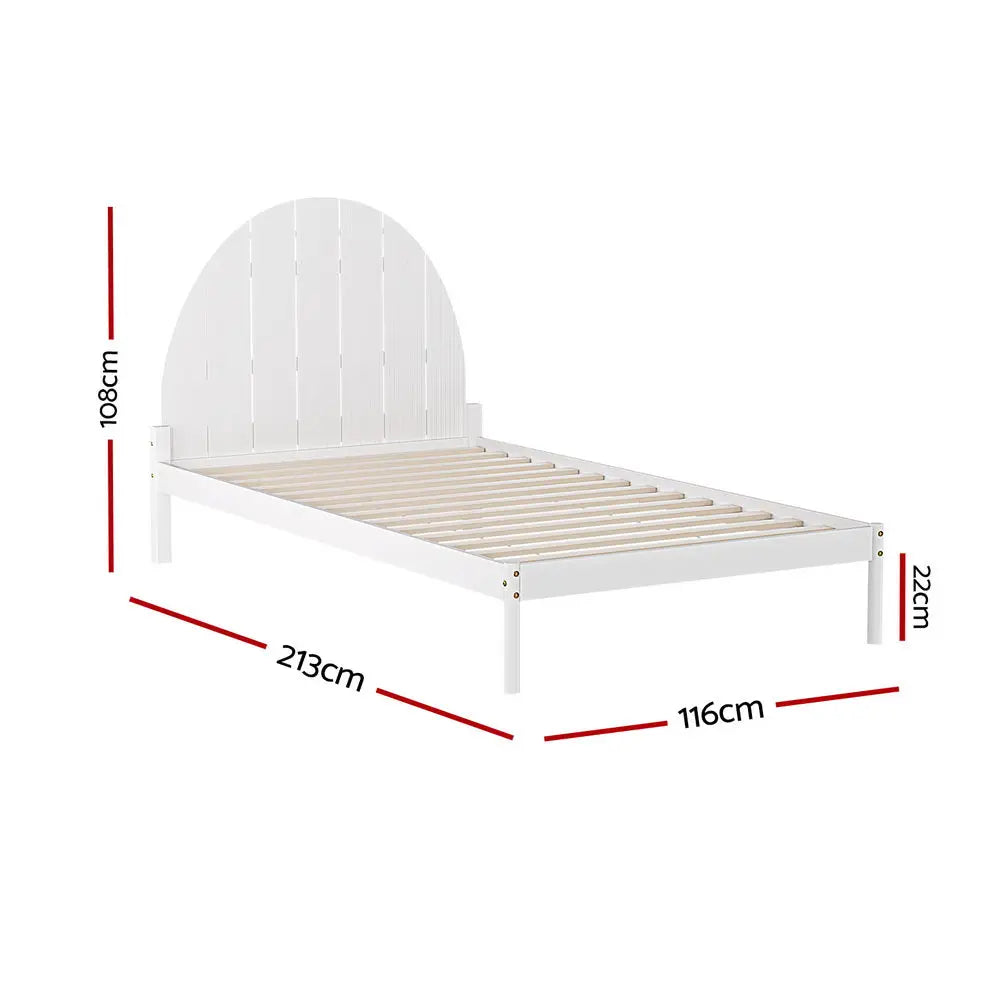 Artiss Bed Frame King Single Size Wooden White DALY - Furniture > Bedroom > Headboards