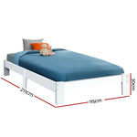 Artiss Bed Frame King Single Size Wooden White JADE - Furniture > Bedroom