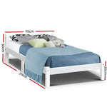 Artiss Bed Frame King Single Size Wooden White LEXI - Furniture > Bedroom