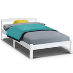 Artiss Bed Frame King Single Size Wooden White LEXI - Furniture > Bedroom