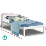 Artiss Bed Frame King Single Size Wooden White SOFIE - Furniture > Bedroom