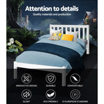 Artiss Bed Frame King Single Size Wooden White SOFIE - Furniture > Bedroom