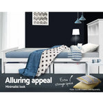 Artiss Bed Frame King Single Size Wooden with 3 Shelves White - Furniture > Bedroom