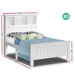 Artiss Bed Frame King Single Size Wooden with 3 Shelves White - Furniture > Bedroom