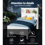 Artiss Bed Frame King Single Size Wooden with 3 Shelves White - Furniture > Bedroom