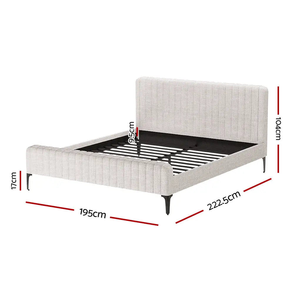 Artiss Bed Frame King Size Beige AMMY - Furniture > Bedroom > Beds & Bed Frames