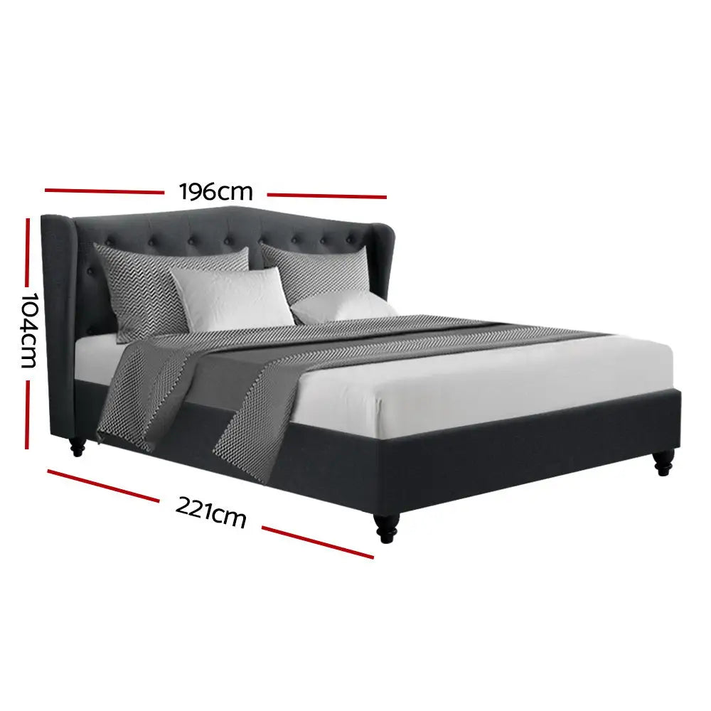 Artiss Bed Frame King Size Charcoal PIER - Furniture > Bedroom > Beds & Bed Frames