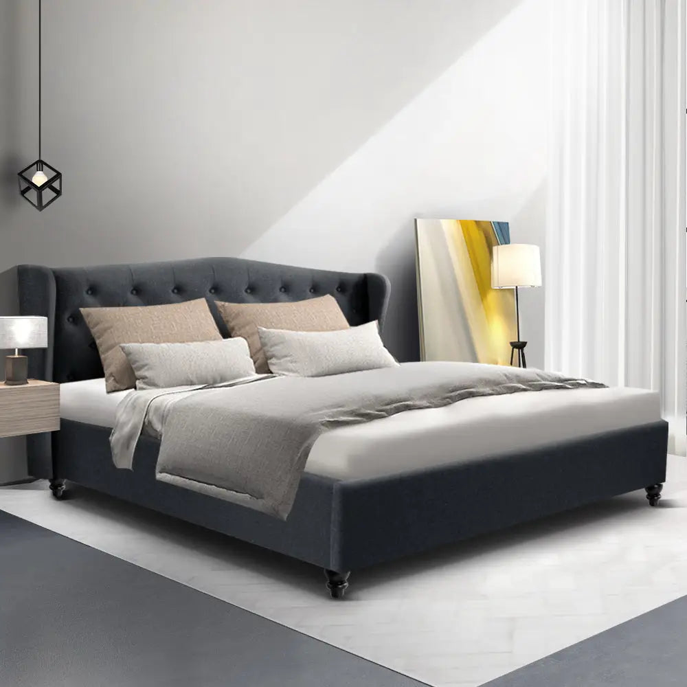 Artiss Bed Frame King Size Charcoal PIER - Furniture > Bedroom > Beds & Bed Frames