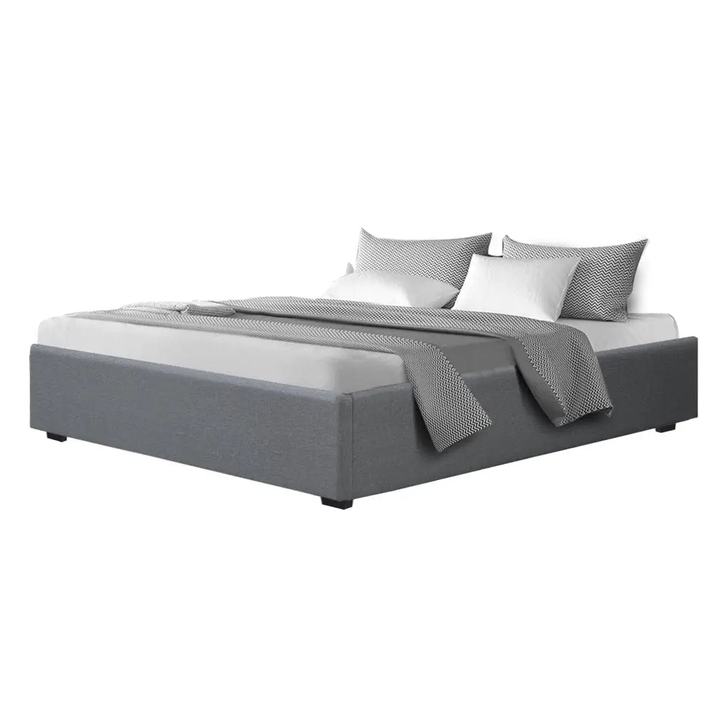 Artiss Bed Frame King Size Gas Lift Base Grey TOKI - Furniture > Bedroom