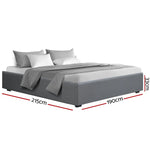 Artiss Bed Frame King Size Gas Lift Base Grey TOKI - Furniture > Bedroom