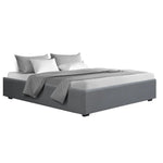 Artiss Bed Frame King Size Gas Lift Base Grey TOKI - Furniture > Bedroom