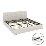Artiss Bed Frame King Size Gas Lift Beige VILA - Furniture > Bedroom > Beds & Bed Frames