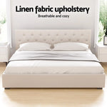 Artiss Bed Frame King Size Gas Lift Beige VILA - Furniture > Bedroom > Beds & Bed Frames
