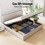 Artiss Bed Frame King Size Gas Lift Beige VILA - Furniture > Bedroom > Beds & Bed Frames