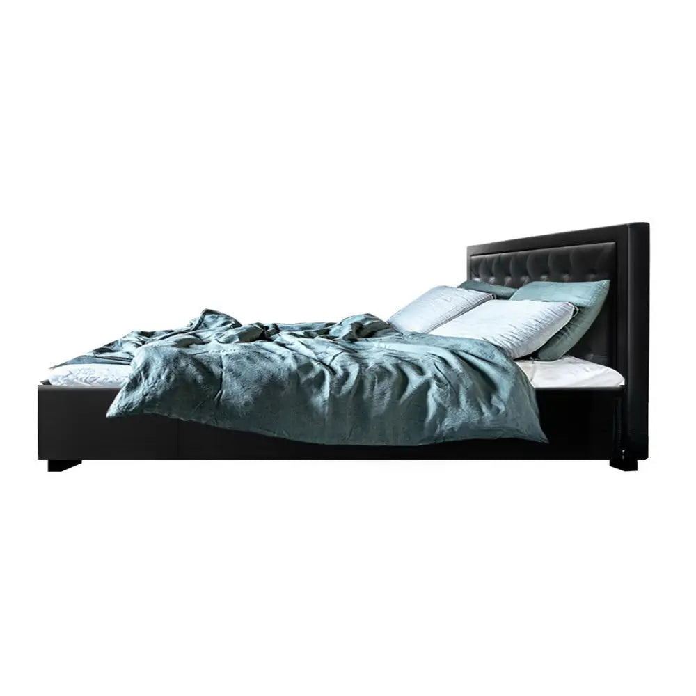 Artiss Bed Frame King Size Gas Lift Black TIYO - Furniture > Bedroom