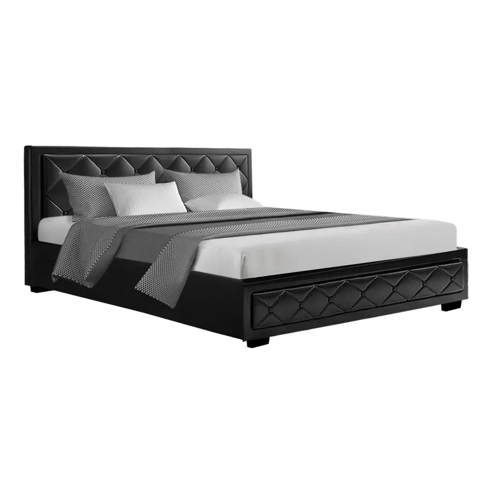 Artiss Bed Frame King Size Gas Lift Black TIYO - Furniture > Bedroom