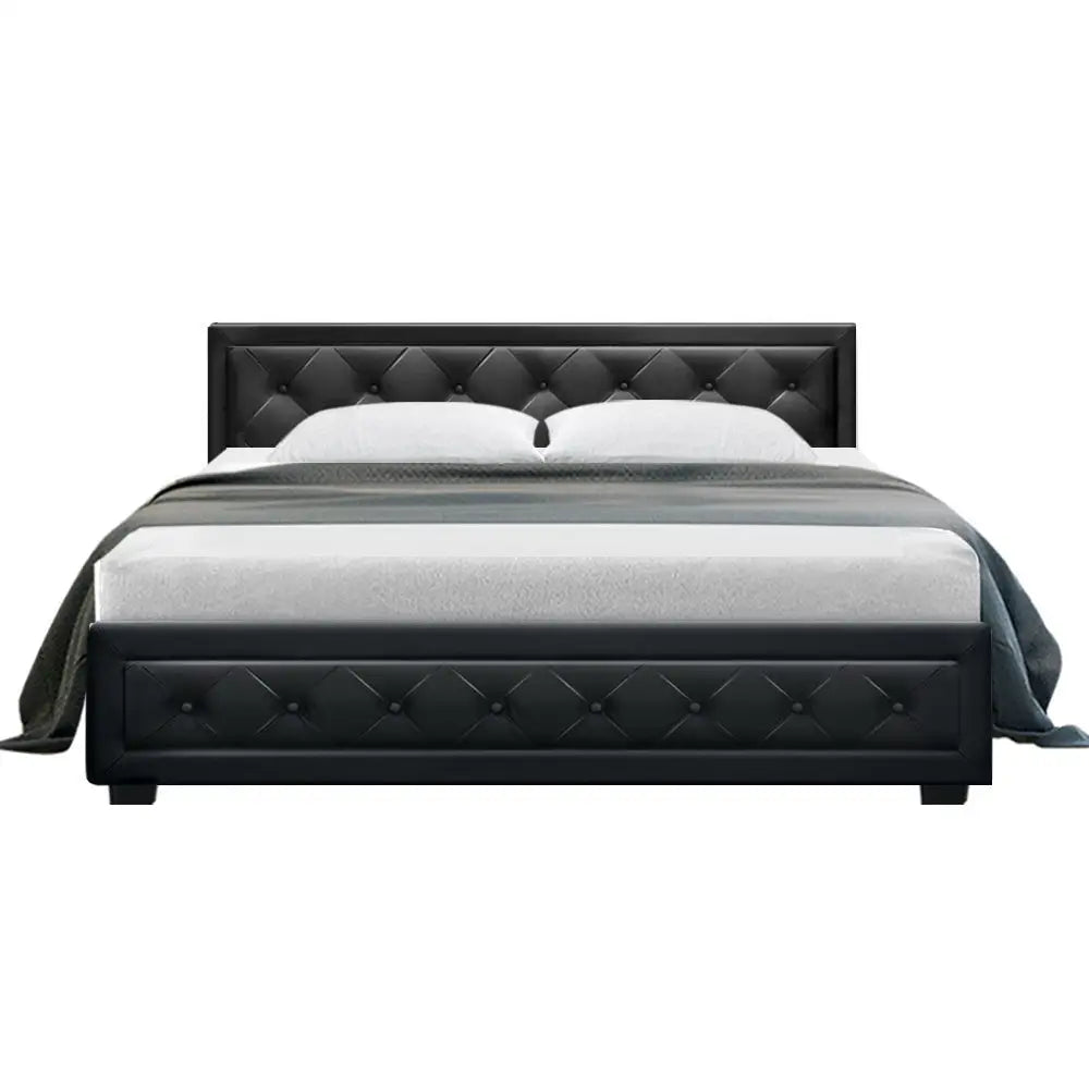 Artiss Bed Frame King Size Gas Lift Black TIYO - Furniture > Bedroom