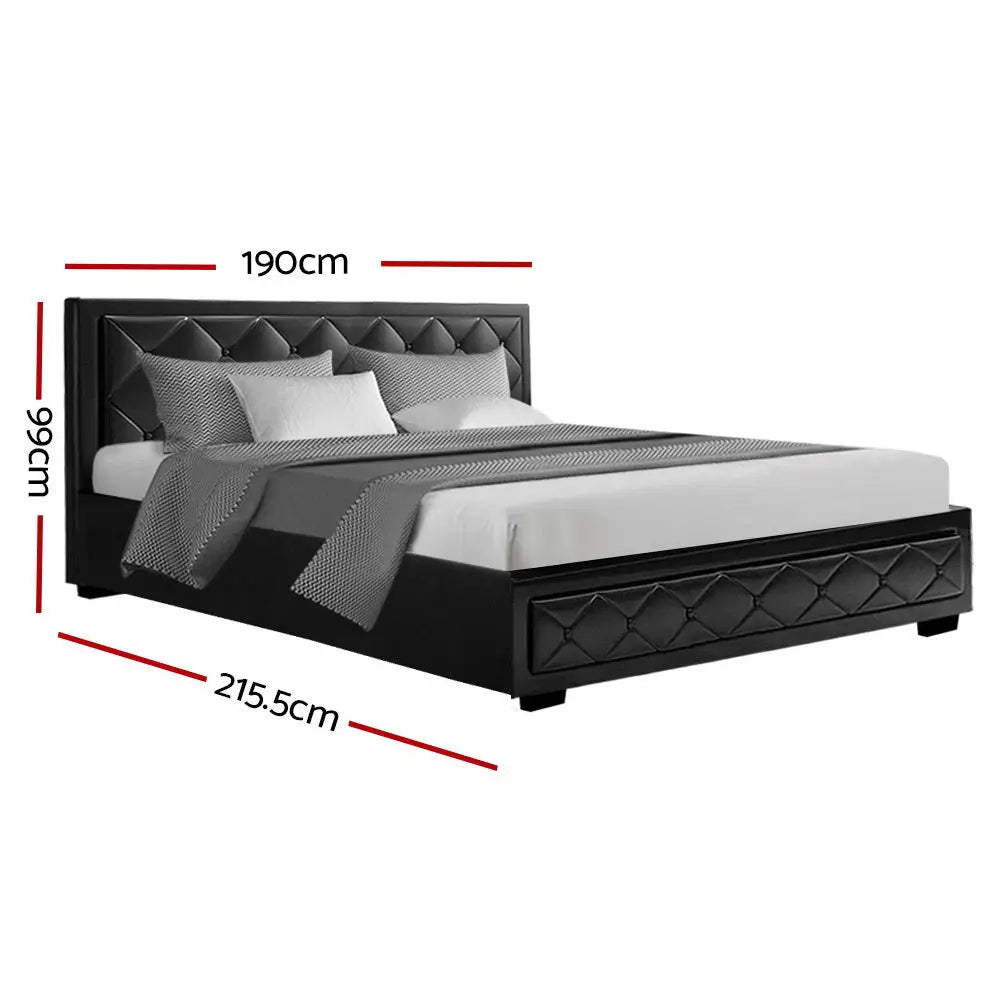 Artiss Bed Frame King Size Gas Lift Black TIYO - Furniture > Bedroom