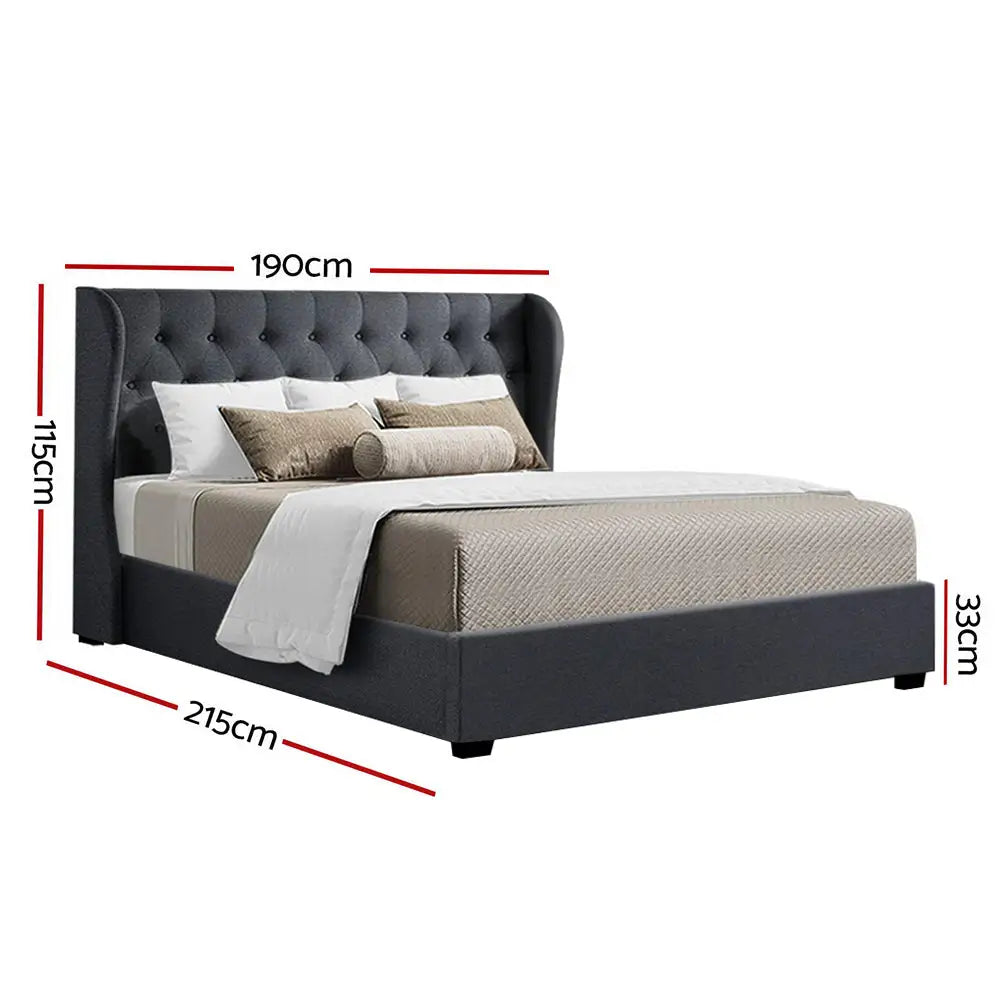 Artiss Bed Frame King Size Gas Lift Charcoal ISSA - Furniture > Bedroom