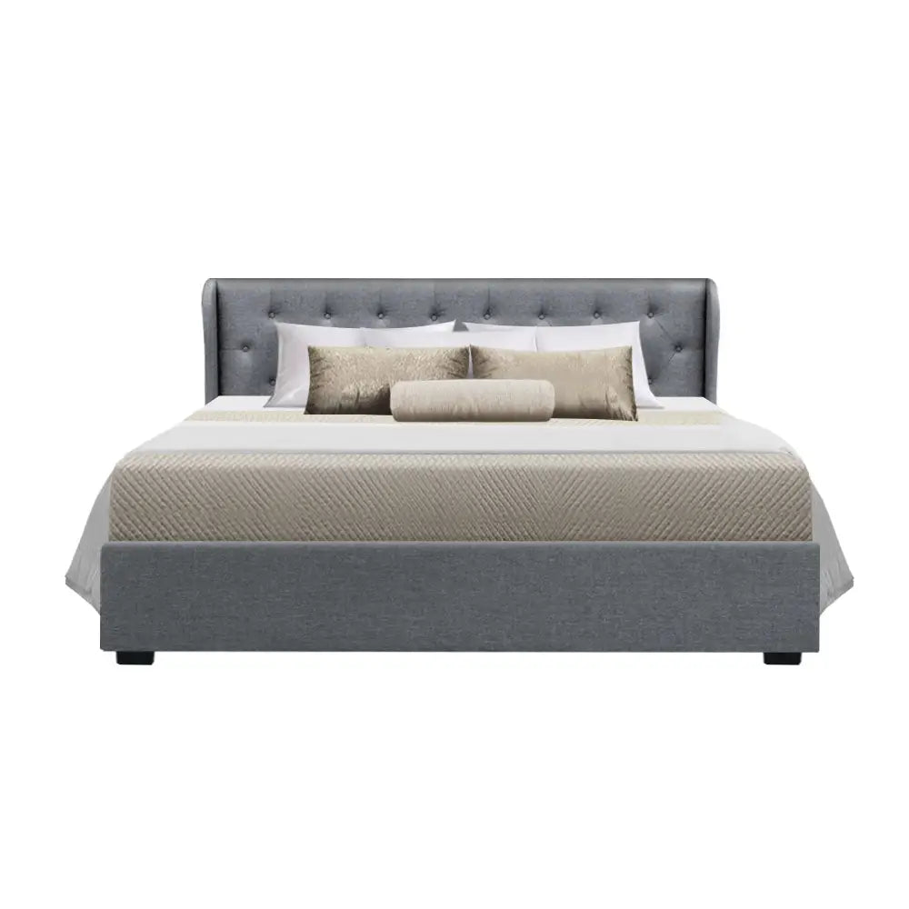 Artiss Bed Frame King Size Gas Lift Grey ISSA - Furniture > Bedroom