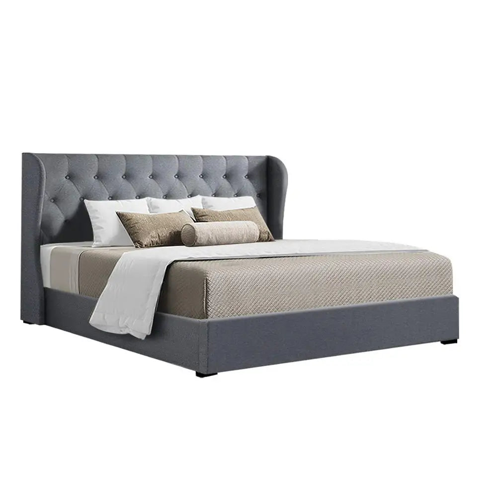Artiss Bed Frame King Size Gas Lift Grey ISSA - Furniture > Bedroom
