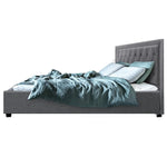 Artiss Bed Frame King Size Gas Lift Grey TIYO - Furniture > Bedroom
