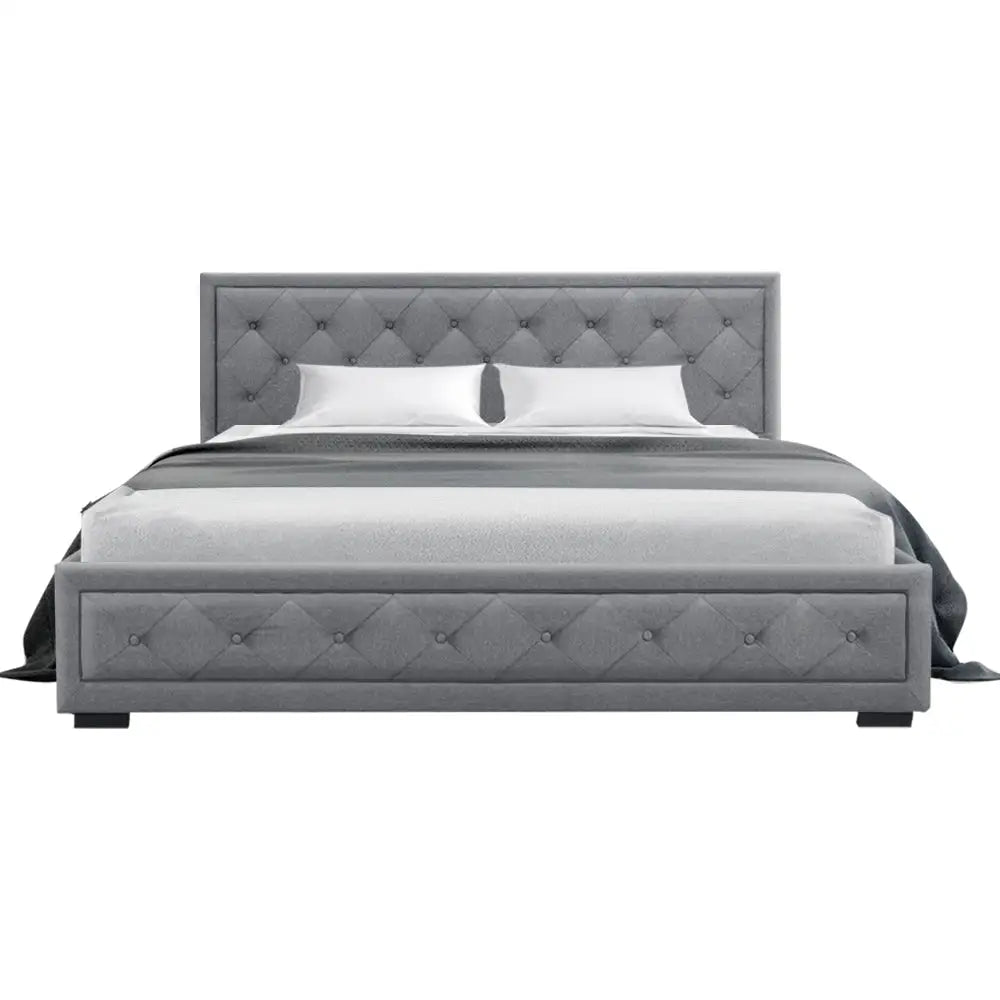 Artiss Bed Frame King Size Gas Lift Grey TIYO - Furniture > Bedroom