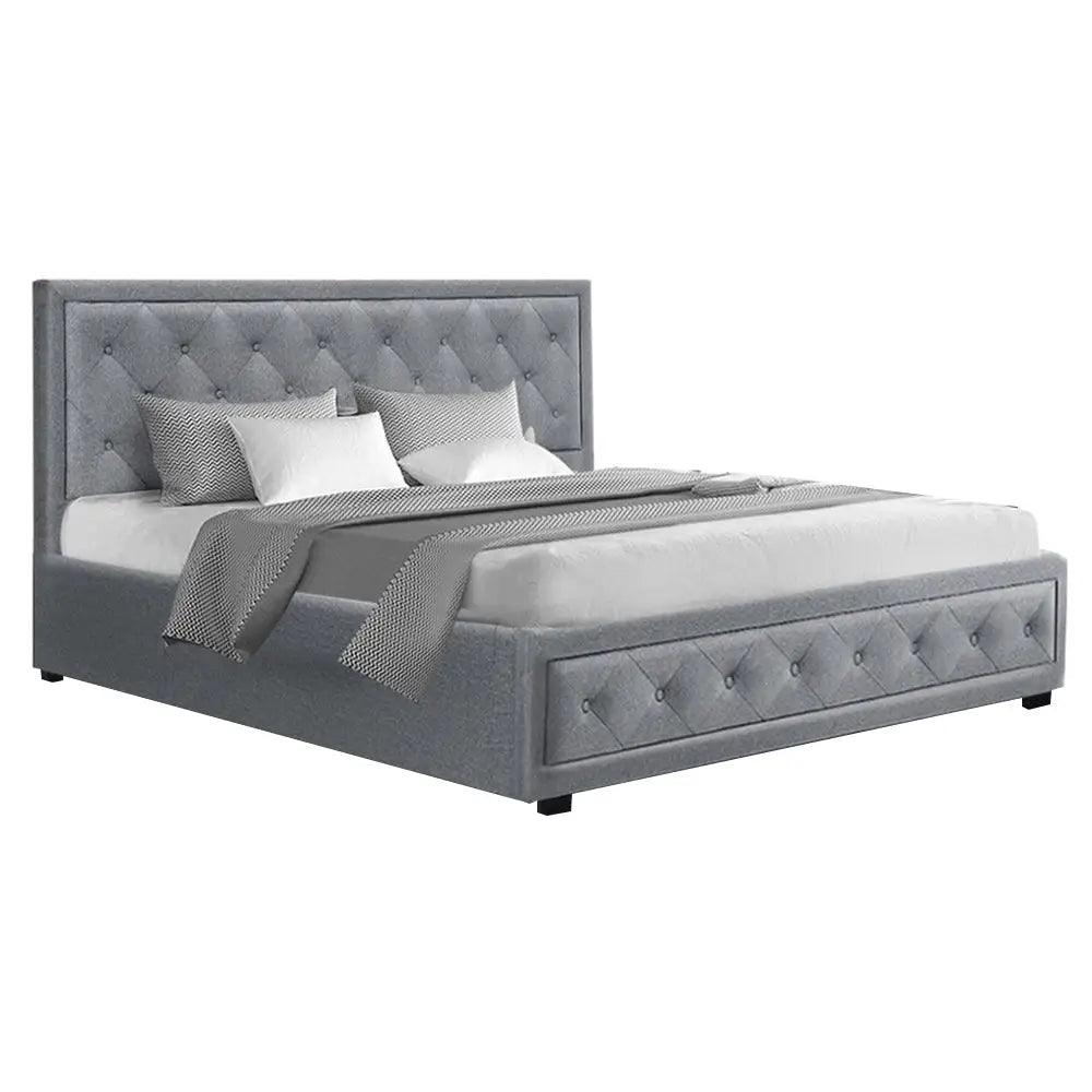 Artiss Bed Frame King Size Gas Lift Grey TIYO - Furniture > Bedroom