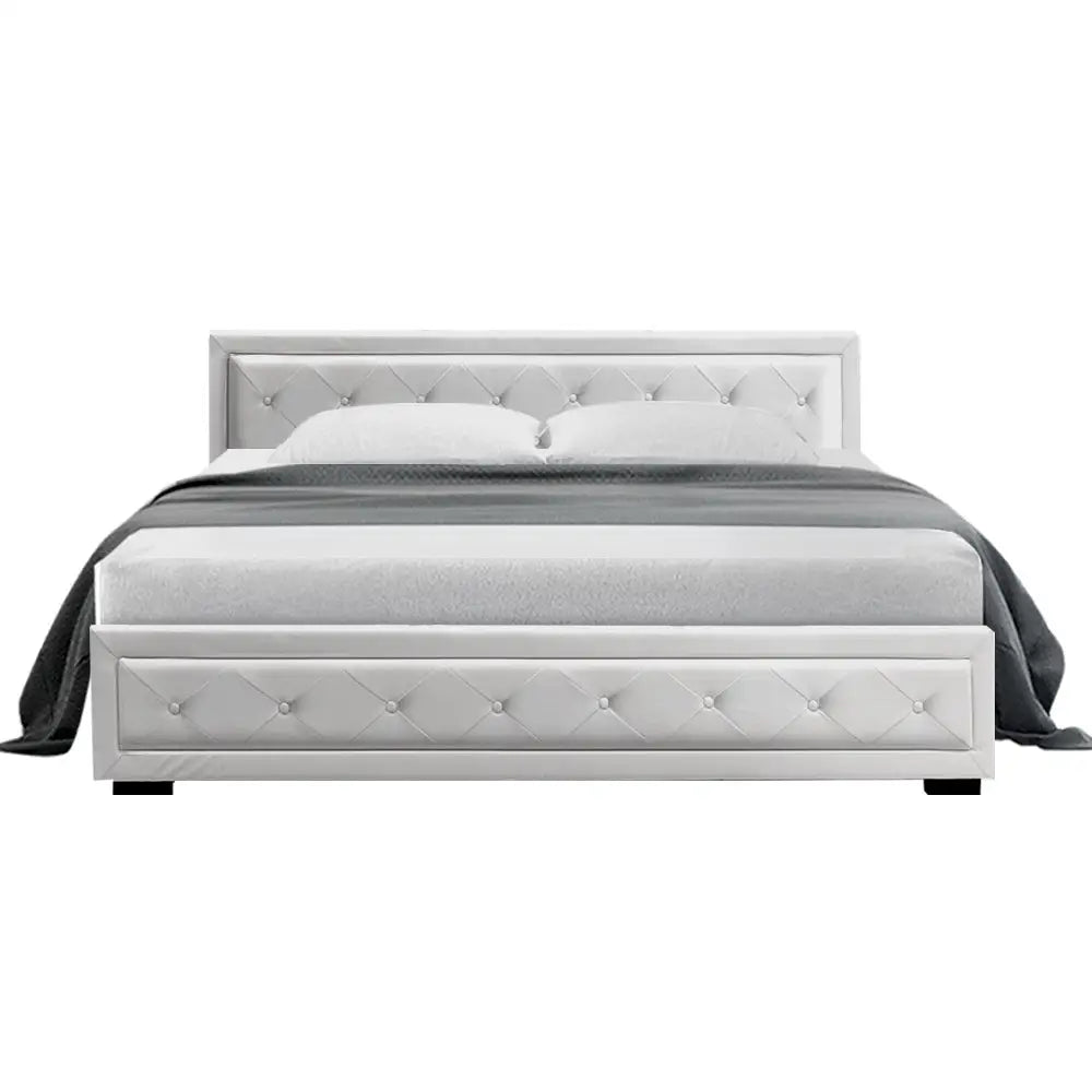 Artiss Bed Frame King Size Gas Lift White TIYO - Furniture > Bedroom > Beds & Bed Frames