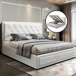 Artiss Bed Frame King Size Gas Lift White TIYO - Furniture > Bedroom > Beds & Bed Frames