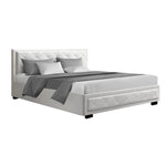 Artiss Bed Frame King Size Gas Lift White TIYO - Furniture > Bedroom > Beds & Bed Frames