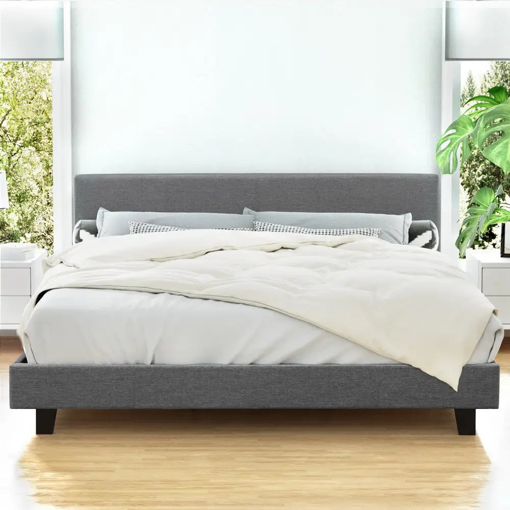 Artiss Bed Frame King Size Grey NEO - Furniture > Bedroom > Beds & Bed Frames