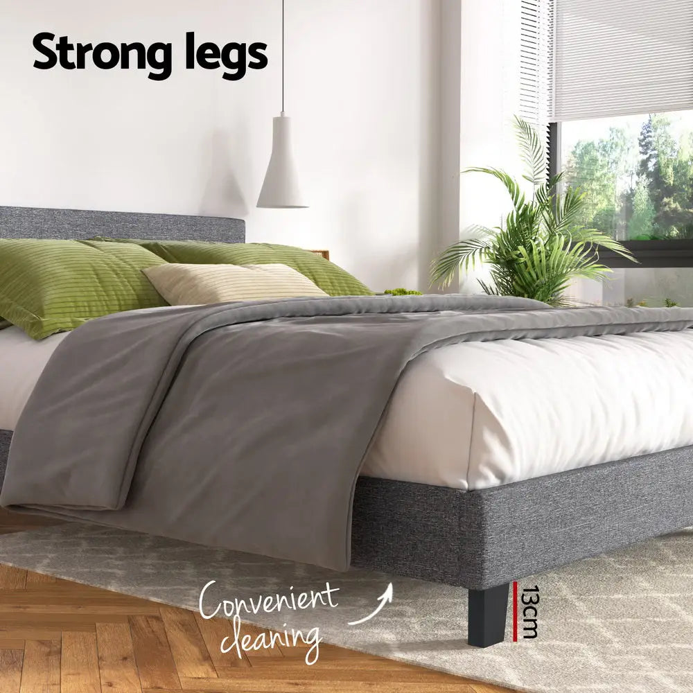 Artiss Bed Frame King Size Grey NEO - Furniture > Bedroom > Beds & Bed Frames