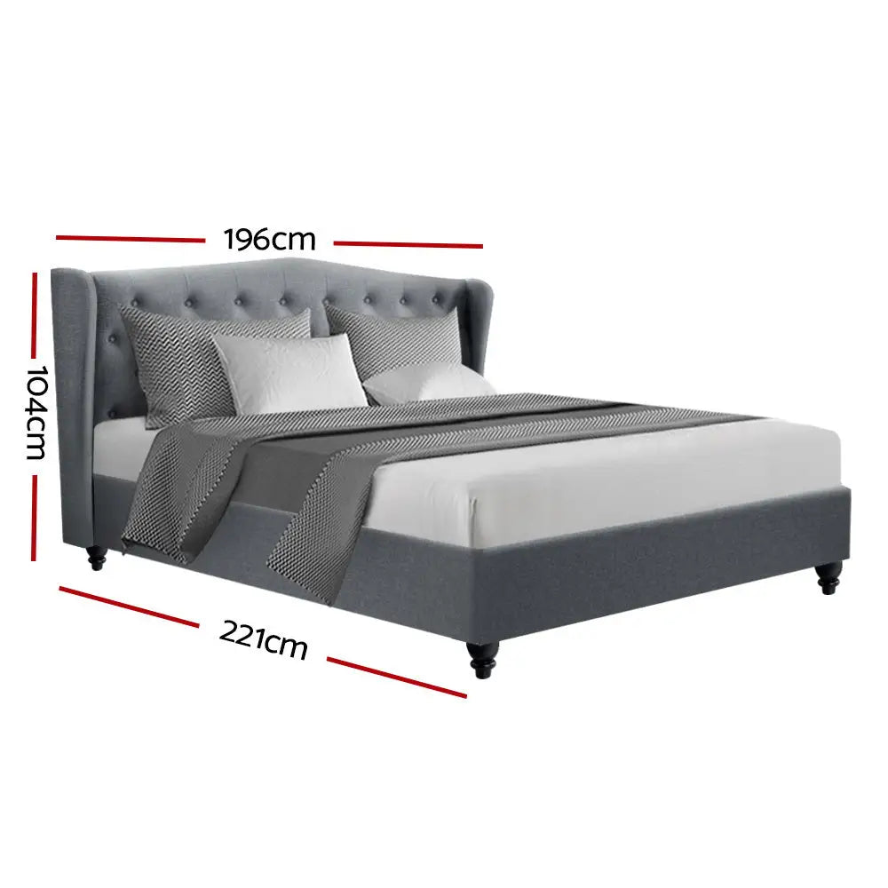 Artiss Bed Frame King Size Grey PIER - Furniture > Bedroom
