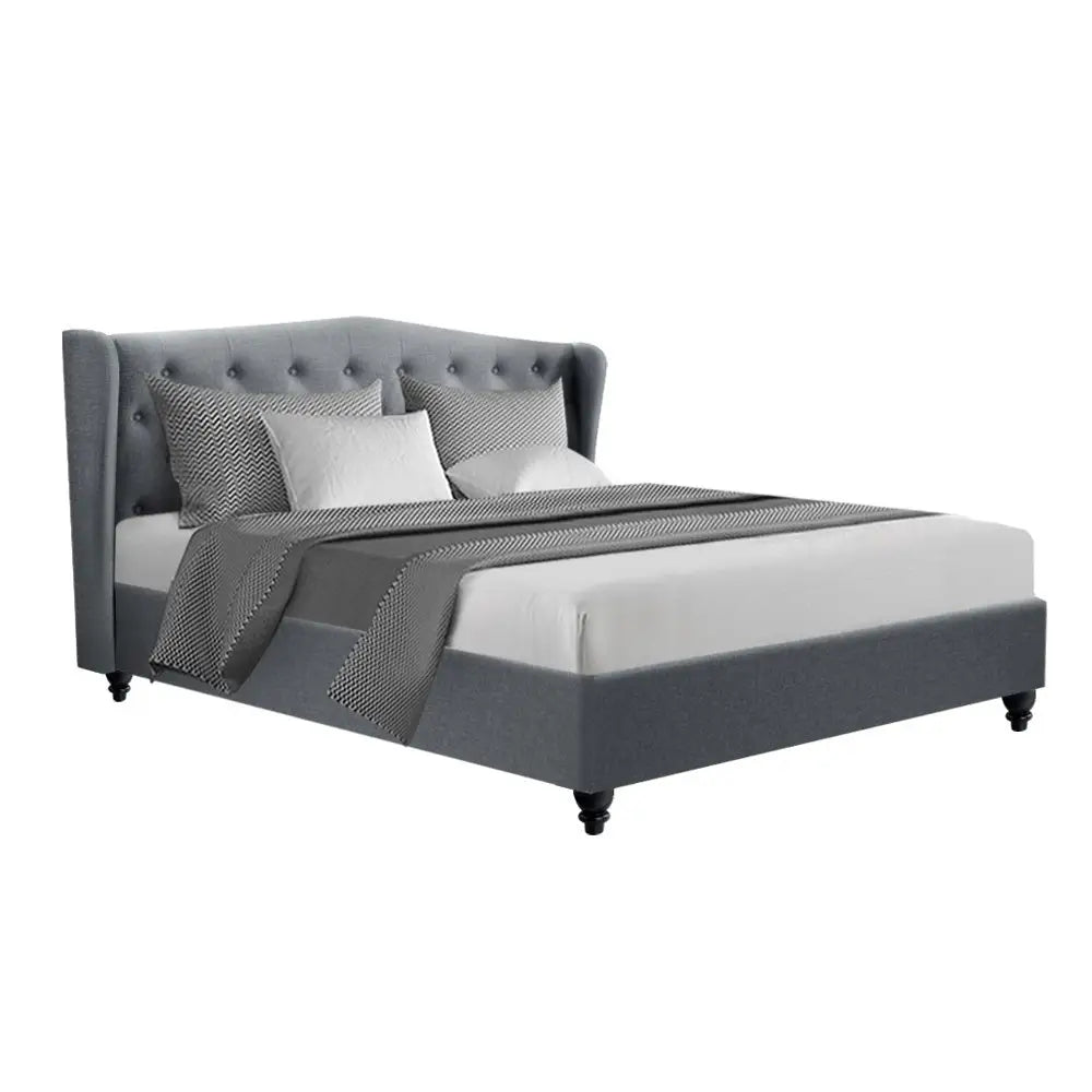 Artiss Bed Frame King Size Grey PIER - Furniture > Bedroom