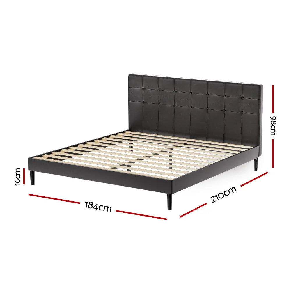 Artiss Bed Frame King Size LED Black RAVI - Furniture > Bedroom