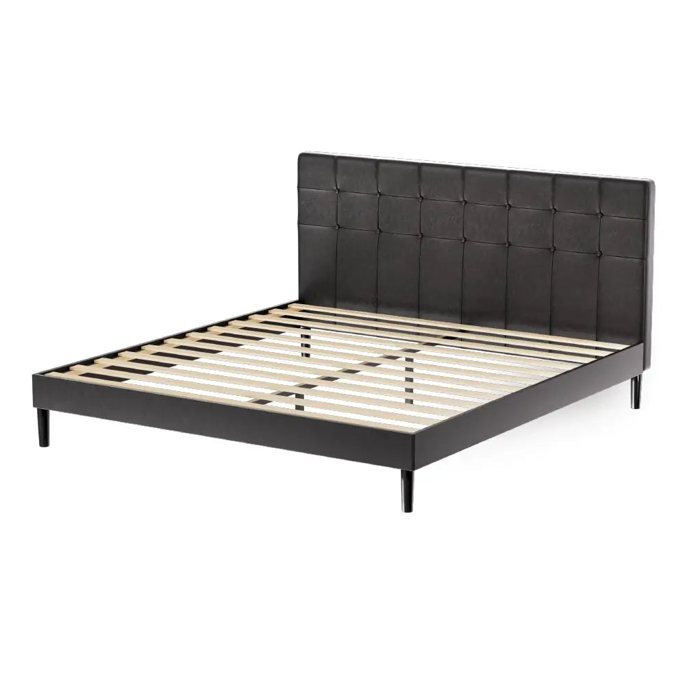 Artiss Bed Frame King Size LED Black RAVI - Furniture > Bedroom