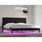 Artiss Bed Frame King Size LED Black RAVI - Furniture > Bedroom