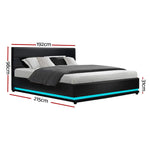 Artiss Bed Frame King Size LED Gas Lift Black LUMI - Furniture > Bedroom