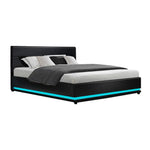 Artiss Bed Frame King Size LED Gas Lift Black LUMI - Furniture > Bedroom