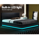 Artiss Bed Frame King Size LED Gas Lift Black LUMI - Furniture > Bedroom