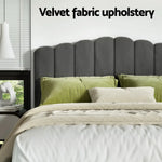 Artiss Bed Frame King Size Velvet Grey FION - Furniture > Bedroom > Beds & Bed Frames