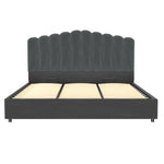 Artiss Bed Frame King Size Velvet Grey FION - Furniture > Bedroom > Beds & Bed Frames