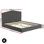 Artiss Bed Frame King Size Velvet Grey FION - Furniture > Bedroom > Beds & Bed Frames