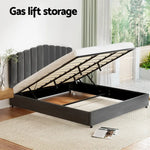 Artiss Bed Frame King Size Velvet Grey FION - Furniture > Bedroom > Beds & Bed Frames