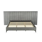 Artiss Bed Frame King Size Velvet Grey LOTT - Furniture > Bedroom > Beds & Bed Frames