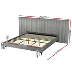 Artiss Bed Frame King Size Velvet Grey LOTT - Furniture > Bedroom > Beds & Bed Frames