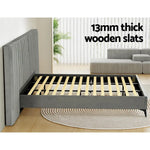 Artiss Bed Frame King Size Velvet Grey LOTT - Furniture > Bedroom > Beds & Bed Frames