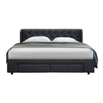 Artiss Bed Frame King Size with 4 Drawers Charcoal MILA - Furniture > Bedroom > Beds & Bed Frames