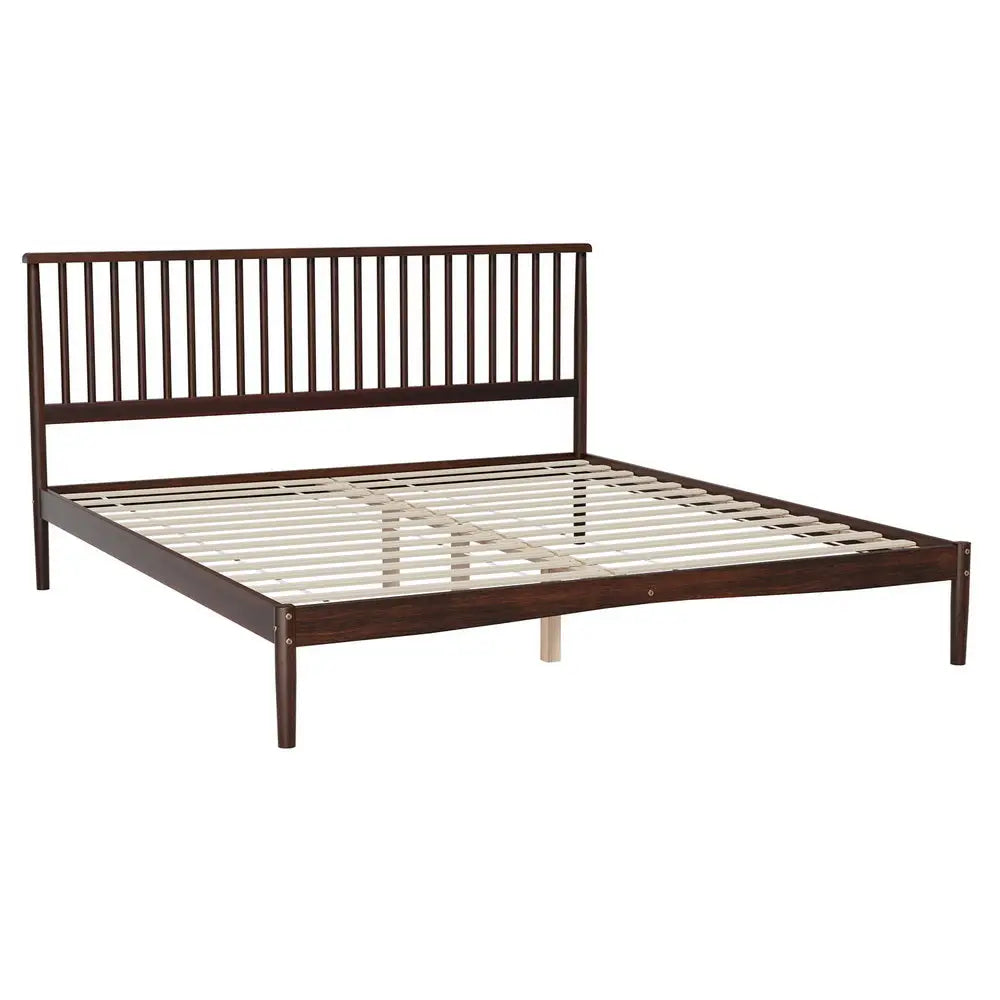 Artiss Bed Frame King Size Wooden Base Mattress Platform Timber Walnut VISE - Furniture > Bedroom